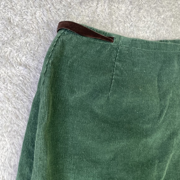 Vintage Made in USA Ivy Collectibles Corduroy Wrap Midi Skirt Green Sz 24x18 - Picture 3 of 9
